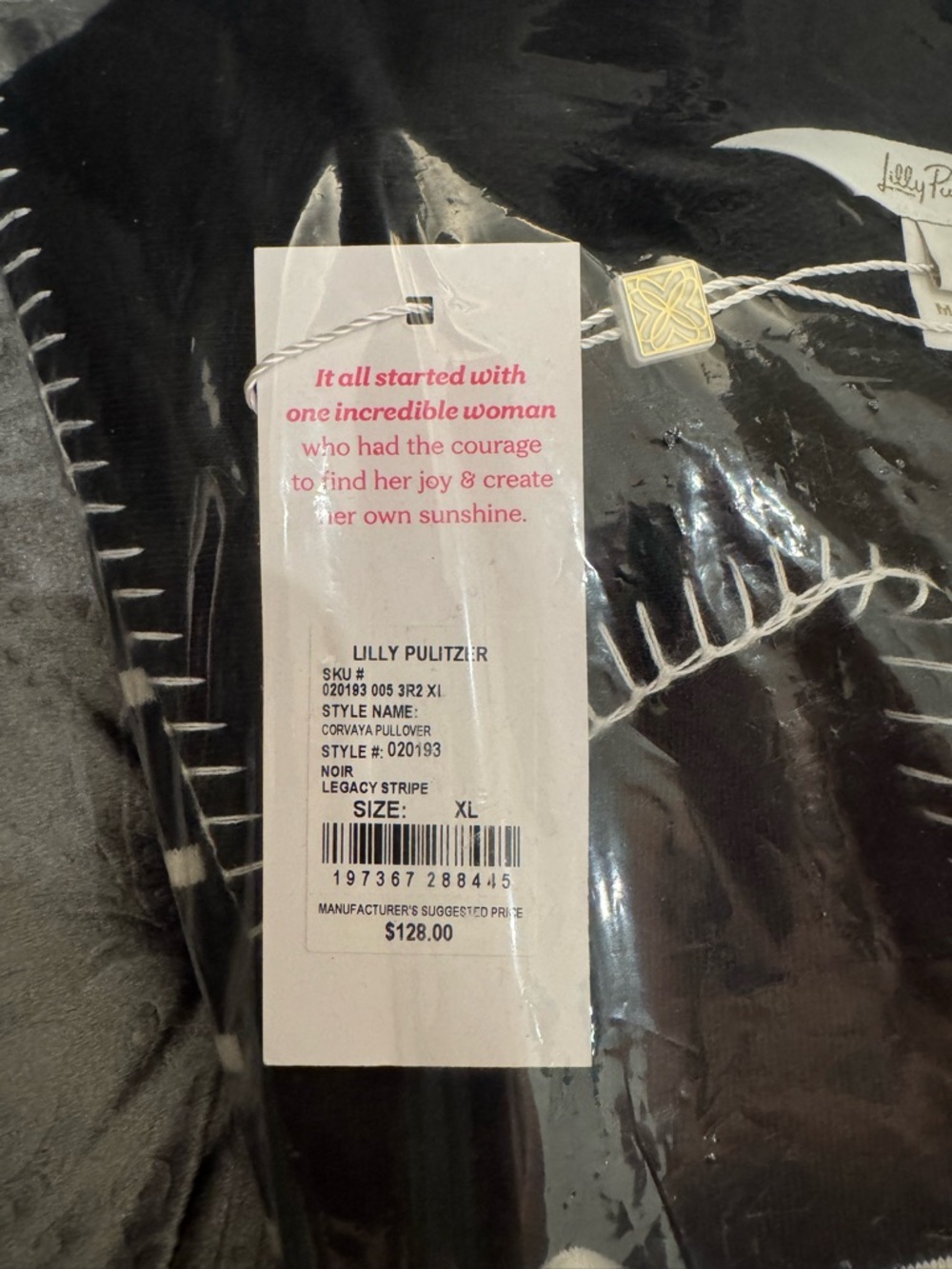 NWT Lilly Pulitzer XL Corvaya Terry Pullover “Noir Legacy Stripe” sz XL ✨💲128 - Picture 7 of 8